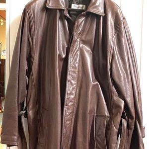 Men's full-length Phillipe Monet leather trench coat, Medium